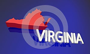 Virginia VA Red State Map Name
