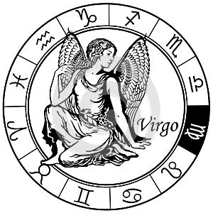 Virgo  astrological zodiac sign. Black and White photo