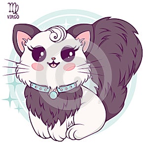 Virgo cute cartoon zodiac cat color