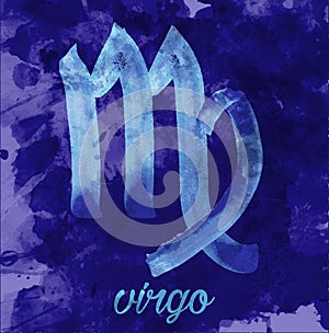 Virgo icon of zodiac, vector illustration icon. astrological signs, image of horoscope. Water-colour style