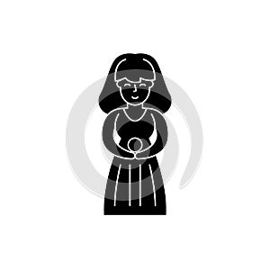 Virgo zodiac sign black icon, vector sign on isolated background. Virgo zodiac sign concept symbol, illustration