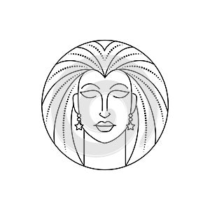 Virgo zodiac sign in line art style