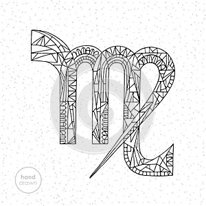 Virgo zodiac sign. Vector hand drawn horoscope illustration. Astrological coloring page. photo