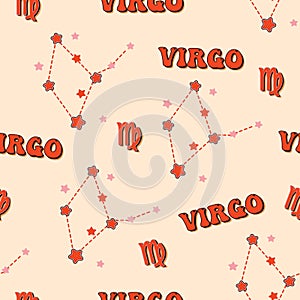 VIRGO zodiac star seamless pattern. VIRGO sign symbol stars Vector EPS10