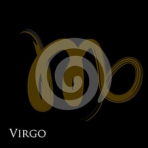 Virgo zodiac symbol isolated on white background. Brush stroke Virgo zodiac sign