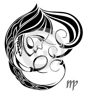 Virgo zodiac vector sign.Tattoo design