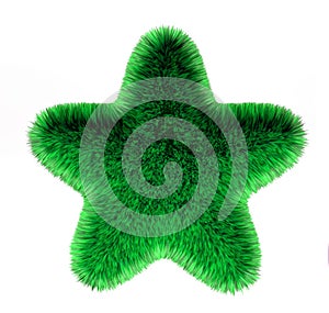 Virid Grass Award Five Pointed Star Icon 3D Rendering Image