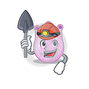 Viridans streptococci miner cartoon design concept with tool and helmet