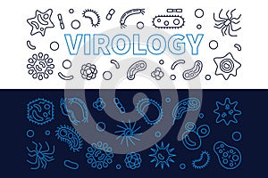 Virology banners set. Vector illustration in thin line style