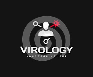 Virology logo design. Viral infection research vector design