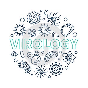 Virology round creative vector outline biology illustration