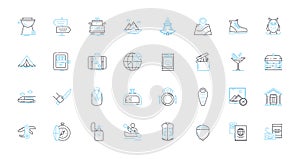 Virtual applications linear icons set. Simulation, Emulation, Digital, Online, Synthetic, Augmented, Immersive line