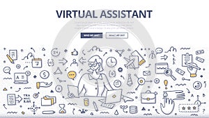 Virtual Assistant Doodle Concept