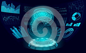 Virtual assistant HUD user display technology. AI artificial intelligence robot support. Chatbot woman brain neural photo