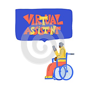 Virtual assistant text. Vector hand drawn quote