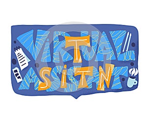 Virtual assistant text. Vector hand drawn quote