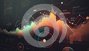 Virtual or augmented reality data visualization of financial data, graphs, stocks, trends, and progress using ai - generative ai