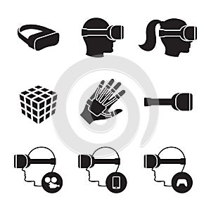Virtual and augmented reality glasses icons