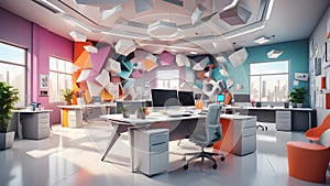 Virtual Background: Vibrant Innovation - Futuristic Office Space photo