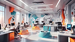 Virtual Background: Vibrant Innovation - Futuristic Office Space photo