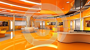 Virtual Background: Vibrant Innovation - Futuristic Office Space photo