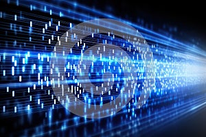Virtual binary data transfer in network abstract background