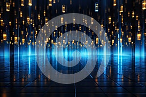 Virtual binary data transfer in network abstract background