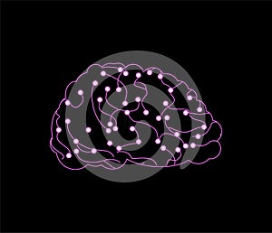 Virtual brain. Neurons and neural networks. digital thought tran
