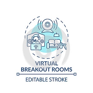 Virtual breakout rooms concept icon