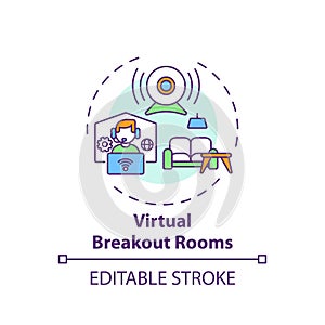 Virtual breakout rooms concept icon