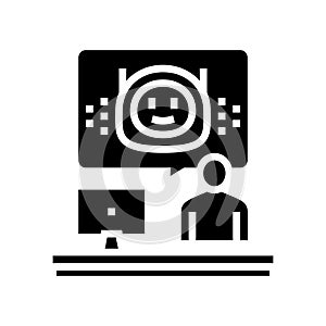 virtual chat bot glyph icon vector illustration