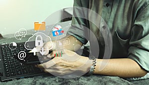 cloud icon concept of big data access, global network connection, data search, use of computing resources to make transactions