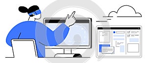 Virtual Collaboration and Cloud-Based Workflow by a Professional Using a Computer Interface