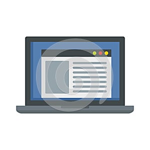 Virtual computer learning icon, flat style