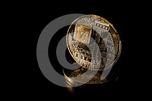 Virtual currency concept close-up. Cryptocurrency concepts on black background