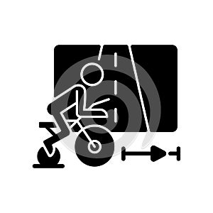 Virtual cycling app black glyph icon.