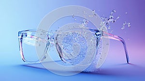 virtual 3d render style of dissolving ar glasses