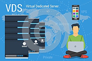 Virtual Dedicated Server on blue photo