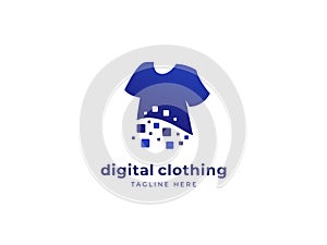 Virtual digital fashion and clothing tshirt brand logo icon