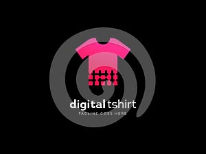 Virtual digital tshirt fashion logo with digital tee icon