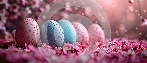 Virtual easter eggs roll competition with copy space