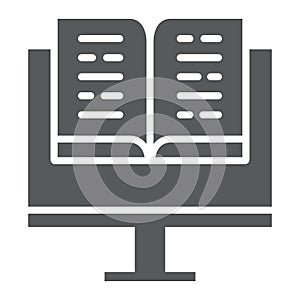 Virtual education glyph icon, education and school, online learning sign vector graphics, a solid icon on a white