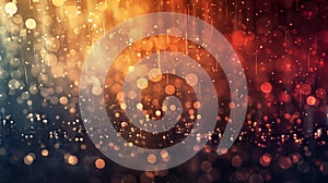 Virtual elements in rain, forming abstract scene bokeh, AI Generated photo
