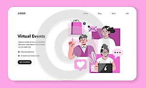 Virtual event web banner or landing page. Celebration or promotional