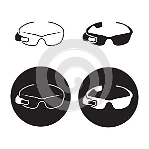 Virtual glasses icons set