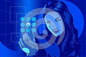 Virtual Hacker Girl Blue