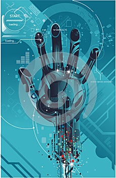 Virtual hand on futuristic dsign