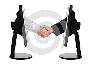 Virtual handshake - internet business concept