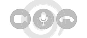 Virtual hangouts icons for conference call. Video, sound and call icons isolated on white background. Vector