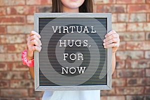 Virtual Hugs on Letter Board Sign for Covid 19